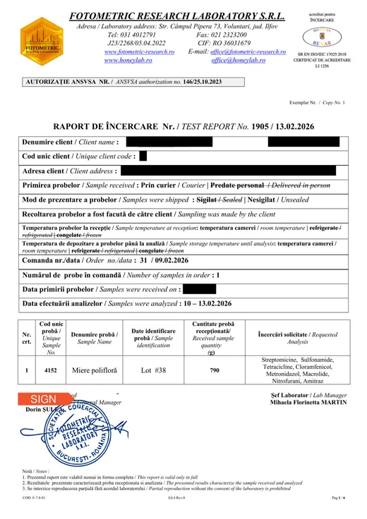 Laboratory test report 1905, page 1 of 6